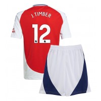 Camisa de time de futebol Arsenal Jurrien Timber #12 Replicas 1º Equipamento Infantil 2024-25 Manga Curta (+ Calças curtas)